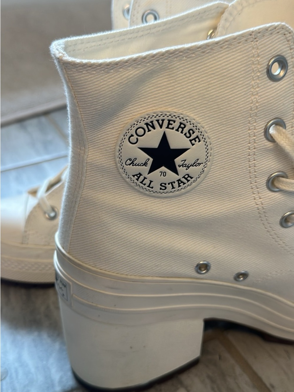 Converse White Platform Chunky Heel High-Top Boots View 3